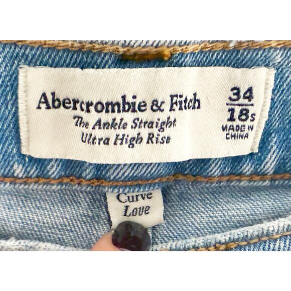 Abercrombie Fitch Womens Curve Love Ultra High Rise Ankle Straight Jean NWT Plus - Picture 10 of 14